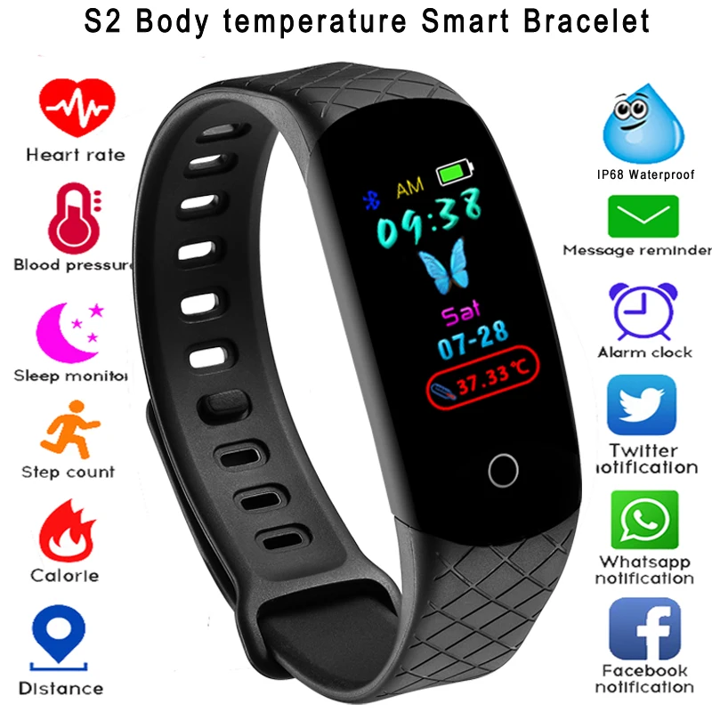 

Temperature Monitor Smartwatch Women Men Smart Watch IP68 Waterproof Heart Rate Monitor Fitness Tracking Sport Smart Bracelet