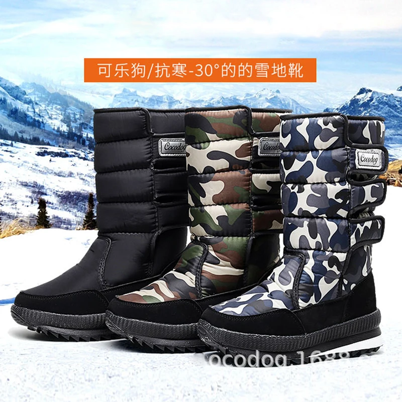 Men Boots Casual Winter Snow Boots For Men Shoes Thick Plush Waterproof Slip-resistant Male Winter Shoes Plus Size 34-47