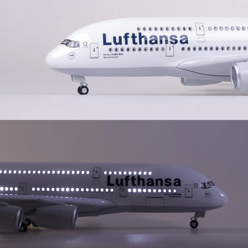 

1/160 Scale 45.5CM Airplane Airbus Lufthansa Airline Model A380 Model W Light Wheel Diecast Plastic Resin Plane For Collection