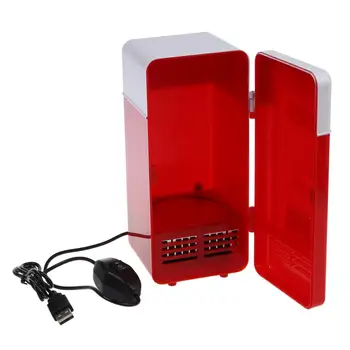 

Desktop Mini Fridge USB Gadget Beverage Cans Cooler Warmer Refrigerator With Internal LED Light Car Use Mini Fridge