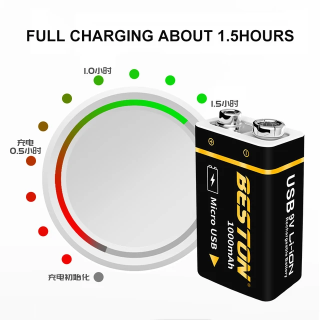 Bateria 9V Recargable Beston 650Mah Micro Usb