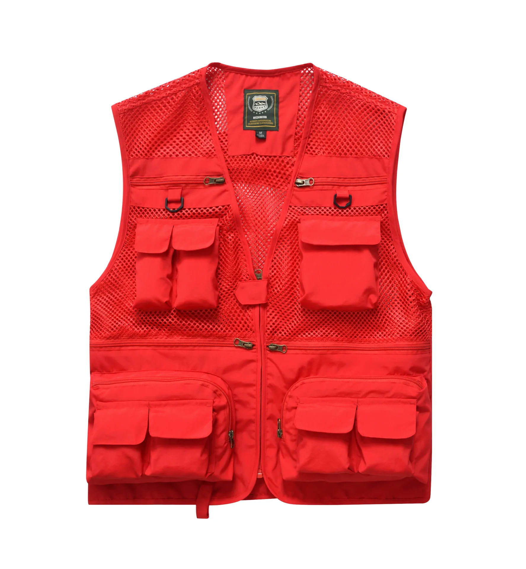 

7868 # Men Summer Outdoor Fishing Vest Multi-pockets Mesh Waistcoat Coat Support