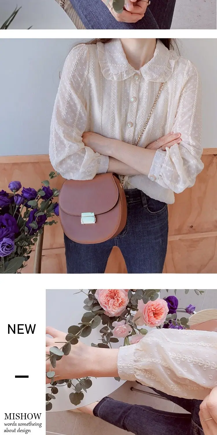 Deeptown Cottagecore Chiffon Blusa Feminina Rendas Boneca Collared Camisa Estilo Ocidental Botão up Topos Mori Menina Moda Coreana Elegante 6 collared camisa estilo ocidental botão up topos