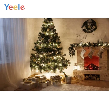 

Yeele Christmas Backdrop Pine Tree Fireplace Curtain Newborn Baby Birthday Party Photocall Photography Background Photo Studio