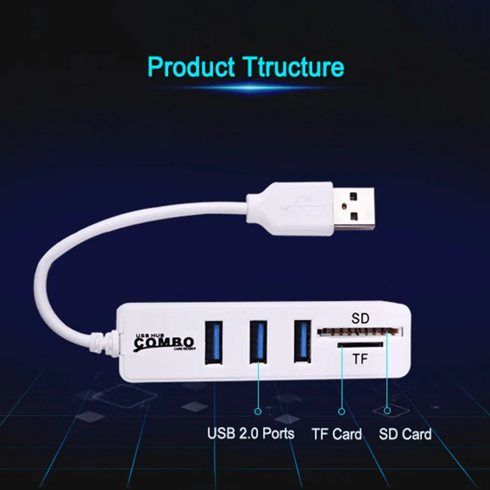 Micro usb-хаб 2,0 Мульти usb порты комбо SD/TF кард-ридер концентратор USB разветвитель 3 порта usb адаптер для компьютера аксессуары