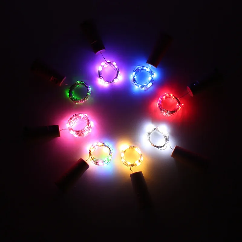 2M 20 LEDs Wine Bottle Cork Lights LED Silver Copper Wire Colorful Fairy Garland String Lights Xmas Wedding Party Art Decor Lamp (12)