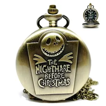 Прямая поставка Кошмар перед Рождеством 3D Джек кварцевые карманные часы Аналоговые в виде кулона ожерелье Мужская женская коробка для рождественских подарков