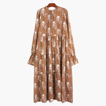 

Korea Women Pattern Print Split Big Size Dress New Bow Collar Long Sleeve Loose Fit Fashion Tide Spring Autumn 2020 1N865
