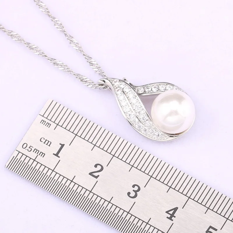 Natural White Pearl Necklace Set For Women Zircon Jewellery Sets Bracelet Earrings Rings Wedding Gift,jewelry set