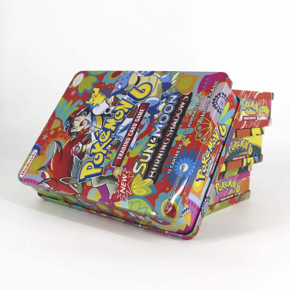 Takara Tomy, Покемон, карточная игра, коллекция, настольные карты, 123 шт., флеш-игрушки, блестящая металлическая коробка для детей, подарки, PTCG