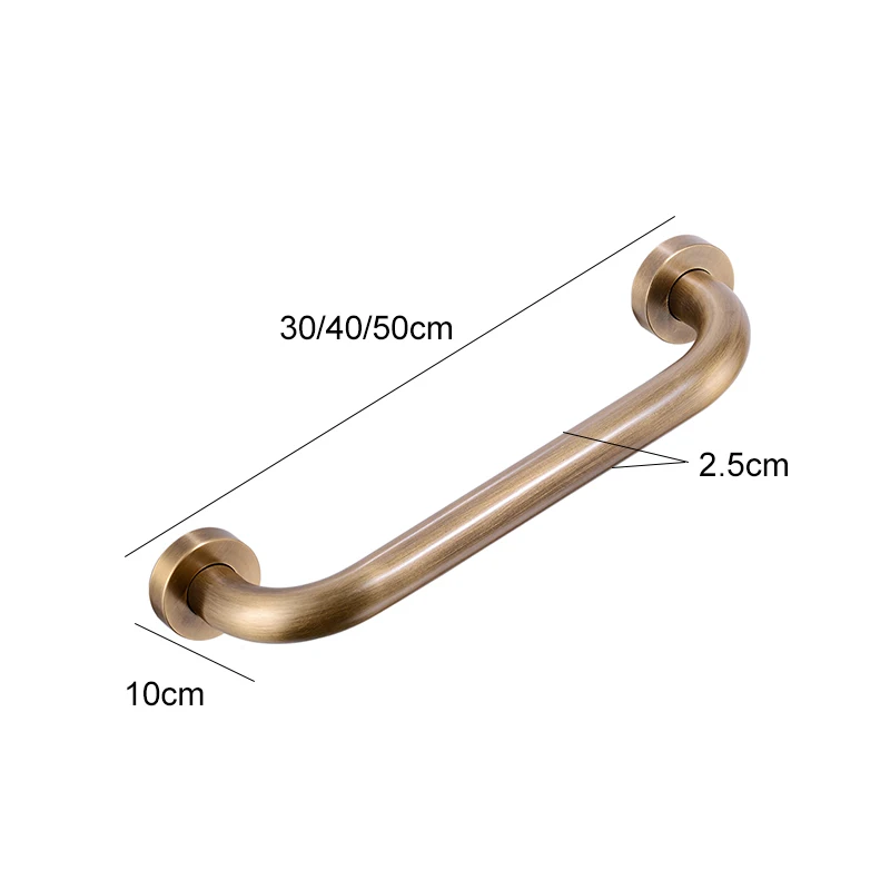 Bathroom Handrail Bathroom Safe Grab Bar 30/40/50CM Antqiue Bronze Brass Toilet Handrail Grab Bar Shower Safety Support Handle EL89
