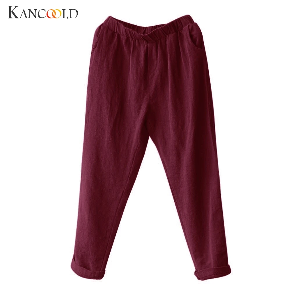 KANCOOLD 5XL широкие брюки женские винтажные зашнуровать льняные длинные брюки с высокой талией плюс размер Palazzo Femme брюки