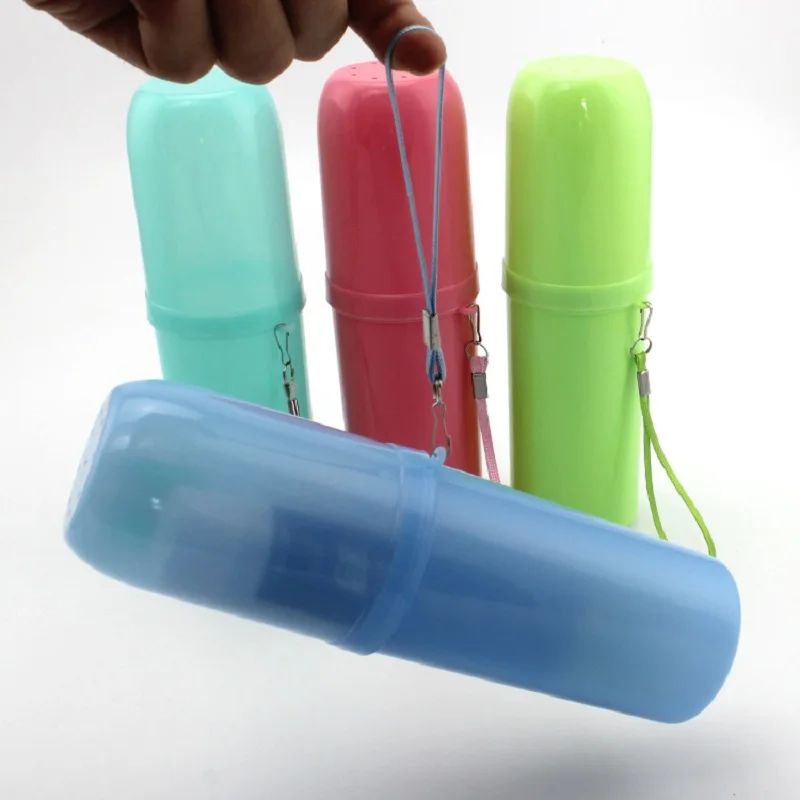 WHISM Portable Plastic Toothbrush Holder Toothpaste Towel Cover Storage Box Tooth Mug for Outdoor Travel Camping Hiking