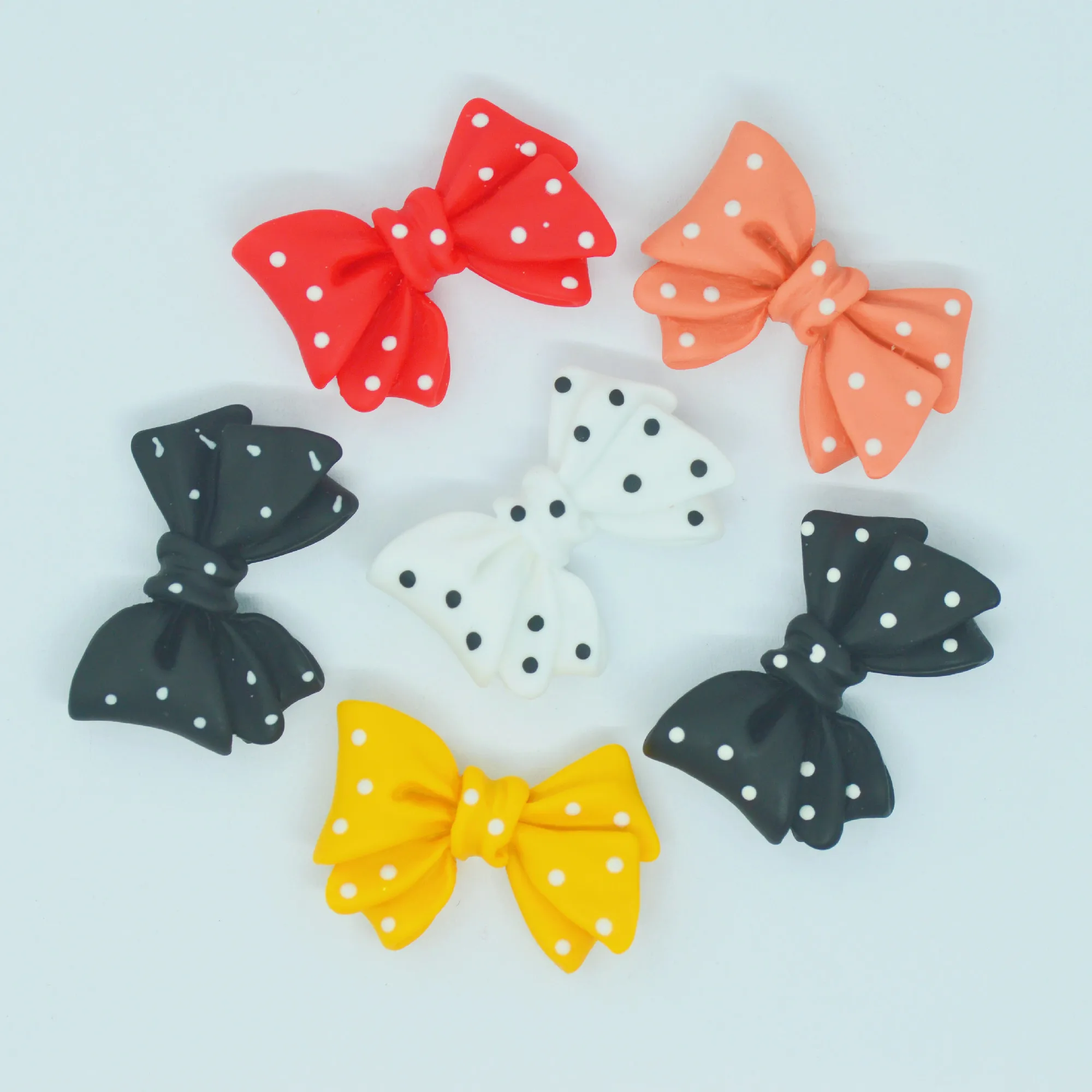 

Resin Flatback White Dot Bows Embellishments,DIY Scrapbook Making Crafts,Hair-Clip Center Decorations