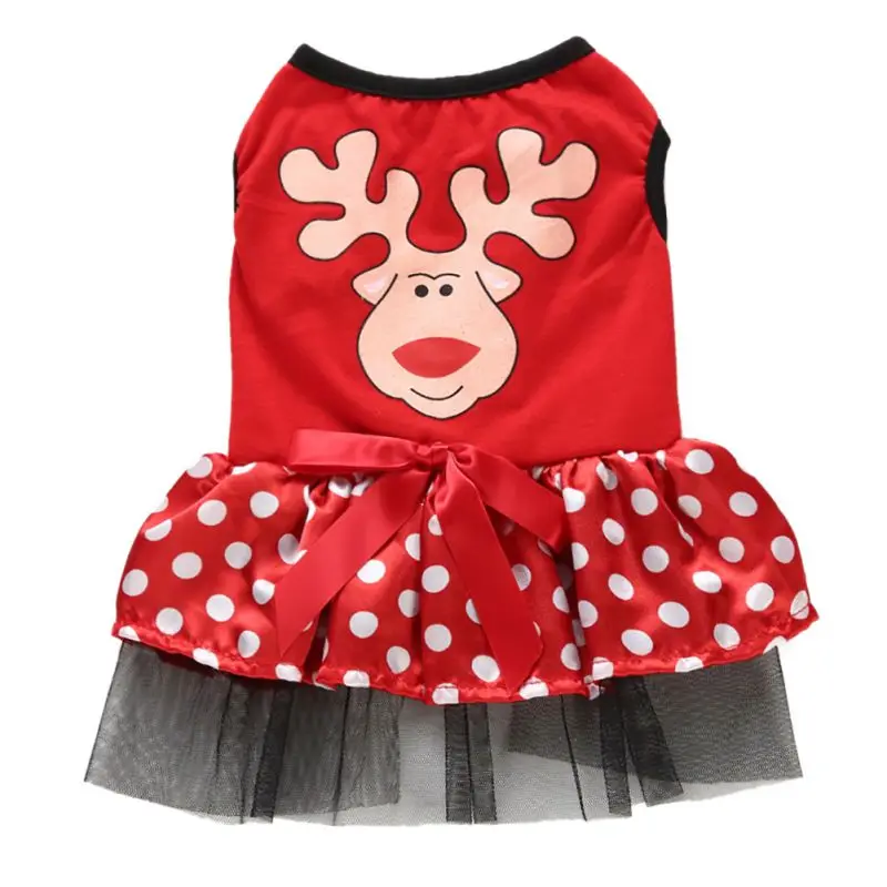 Осенне-зимнее платье с принтом собаки кота; Теплая юбка на бретелях - Цвет: Красный