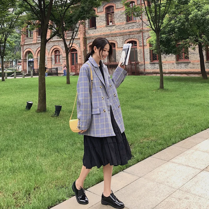 

Photo Shoot CHIC Plaid Small Suit Coat Women's 2019 Spring And Autumn New Style Korean-style Casual Retro Online Celebrity Blaze