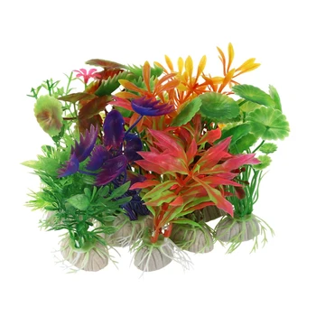 

10 x Mixed Artificial Aquarium Fish Tank Water Plant Plastic Decoration Ornament