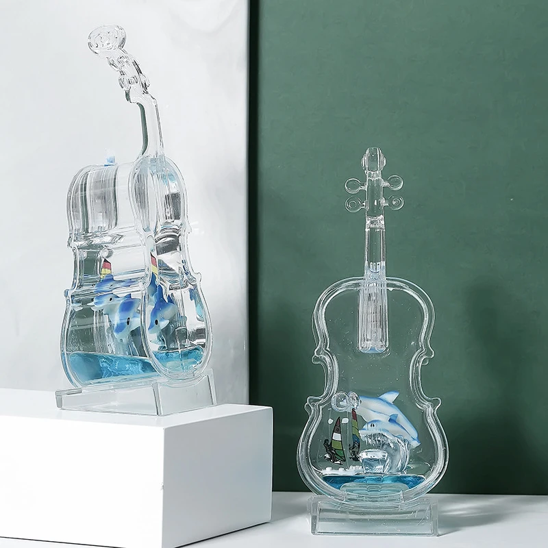 

Mediterranean Style Cello Ornaments Crafts Flash Exquisite Desktop Cabinet Romantic Christmas Gift Home Decoration Accessories