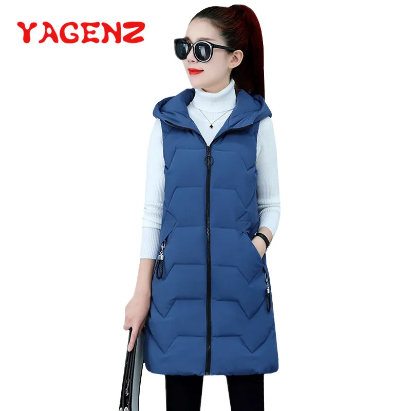 

YAGENZ Cotton Hooded Down Vest Women High Quality Brand Female Winter Vest Warm Jacket Outerwear Thicken Chalecos Para mujer 456