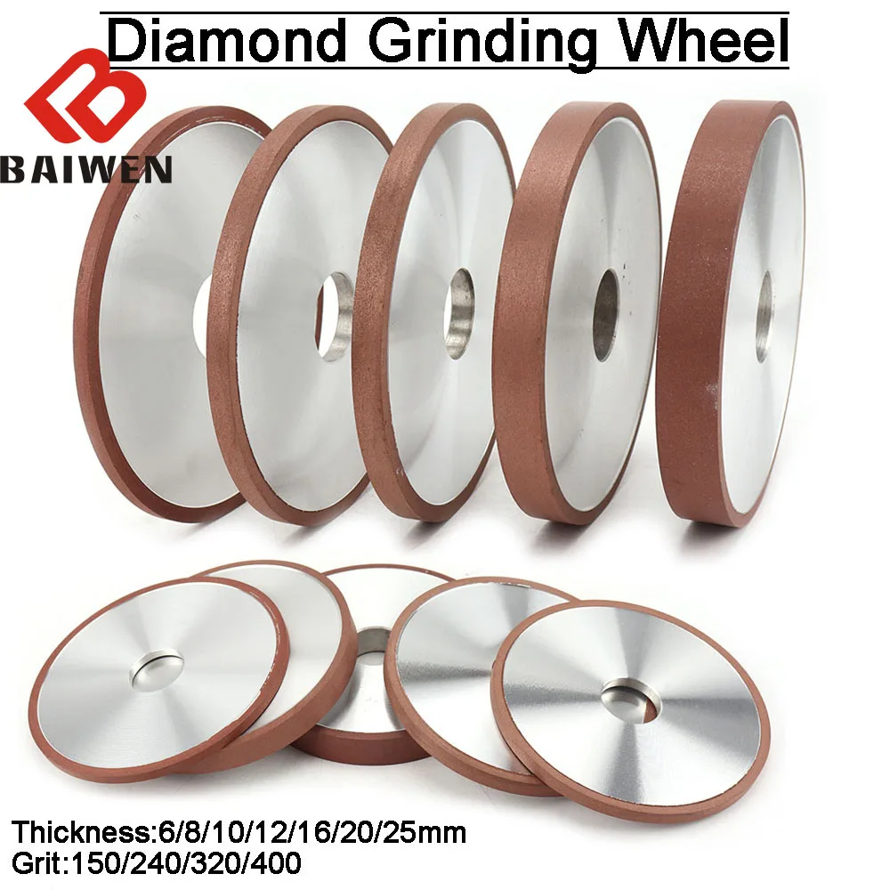 100mm 4inch Diamond Grinding Wheel parallel Grinder Disc For Carbide Tungsten Steel Milling Cutter 20mm Hole 150-400 Grit Tools 16pcs 15 35mm forstner carbon steel boring drill bits woodworking self centering hole saw tungsten carbide wood cutter tools set