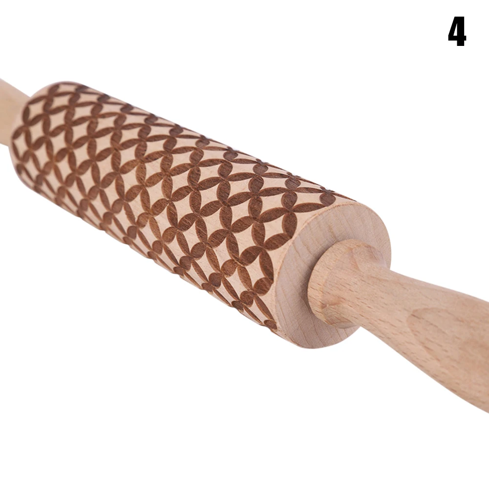 Christmas Embossing Rolling Pin Cookie Dough Stick Fondant Tool Baking Noodle Roller TB Sale
