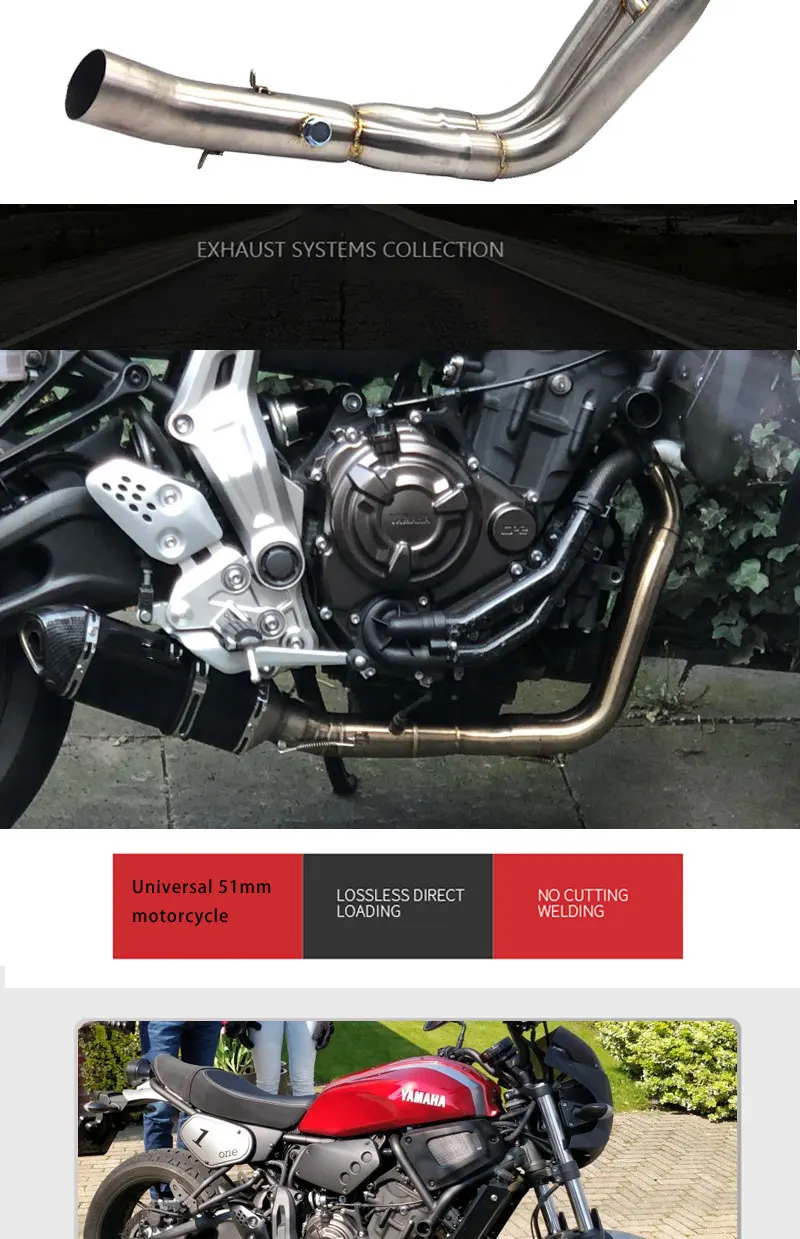 Полная выхлопная система мотоцикла slip on pipe+ Ak глушитель выхлопной трубы для Yamaha MT07 FZ07 Tracer- XSR700