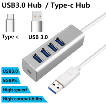 

Mini USB 3.0 hub Type-c aluminum alloy shell USB hub typec4 port distributor supports external hard disk mouse keyboard U disk
