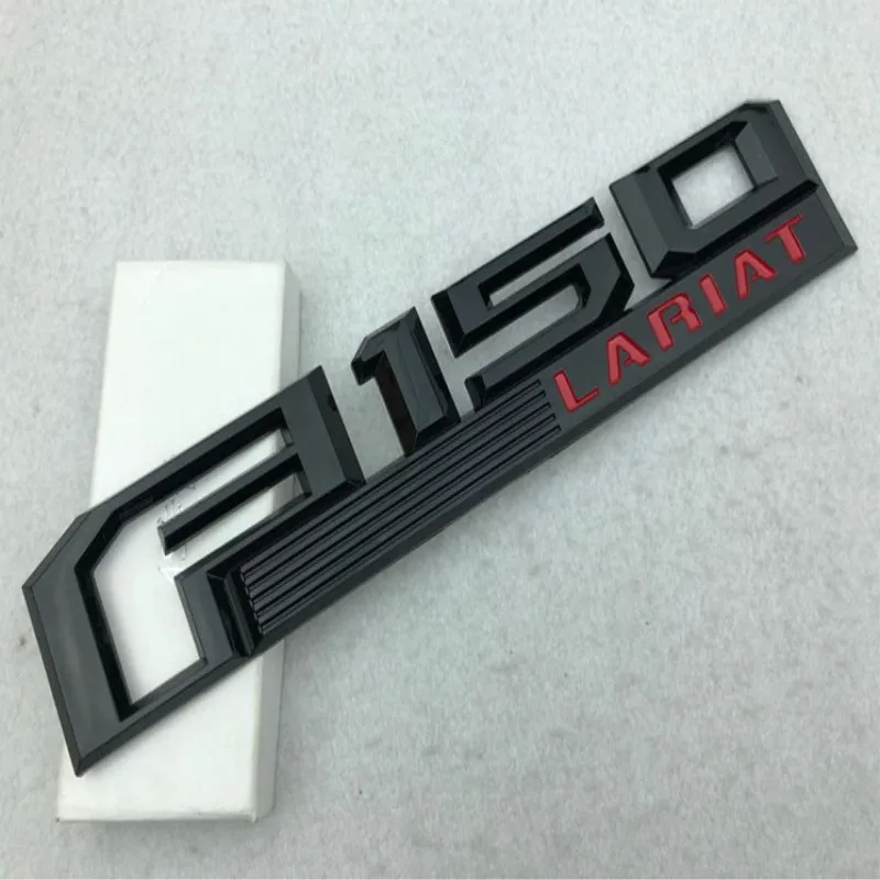 black LARIAT 3D ABS F150 LARIAT F150XLT эмблема знак, наклейка на автомобиль багажник задняя дверь для ford SVT raptor F250 F350 focus 2 ranger kuga - Название цвета: black LARIAT
