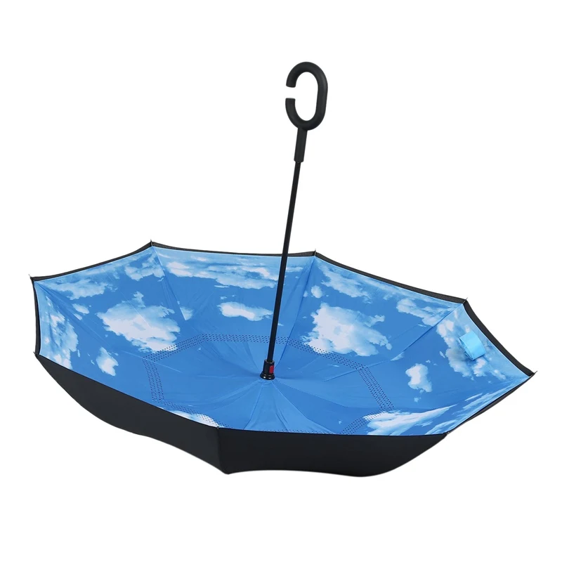 Folding Reverse Umbrella Double Layer Inverted Windproof Rain Car Umbrellas For Women