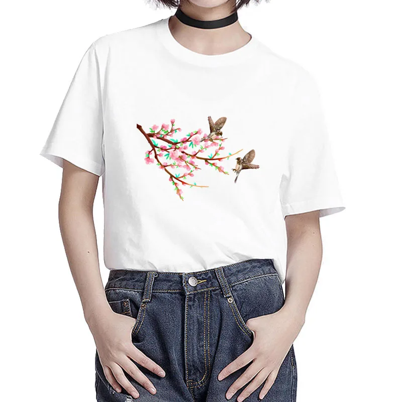 BGtomato, красивая футболка с цветами и птицами, Женская Винтажная футболка в китайском стиле, красивые женские летние крутые футболки