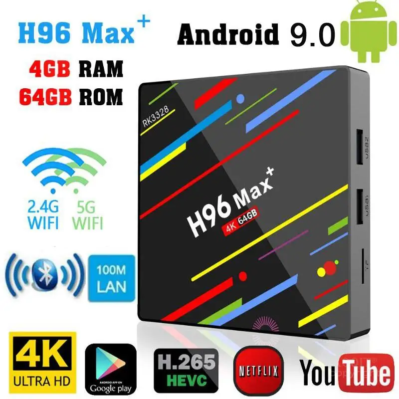 H96 max+ RK3328 Smart tv Box Android 9,0 4 ГБ 32 ГБ 64 Гб медиаплеер 4K Wifi телеприставка Netflix Youtube Facebook BT4.0 2GB16GB