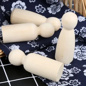 

10Pcs Unpainted Blank Wooden Peg People Wood Figurines Peg Dolls Nesting Craft DIY Montessori Toy Kid Wedding Decoration 75*27mm