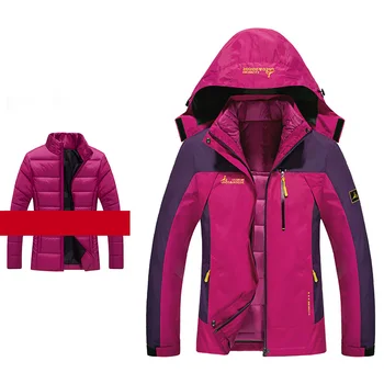 

New Winter Warm Jacket Women 2 in 1 Thicken Warm Parkas Coats Outwear Down Windbreaker Female Thermal Waterproof Hooded Jackets