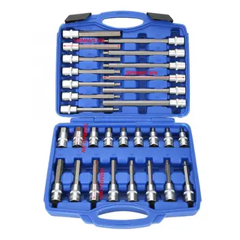 

30pcs Precision Hex Socket Bit Holder Adapter 1/2" Drive Hand Repair Tool Set Hex Bit Socket
