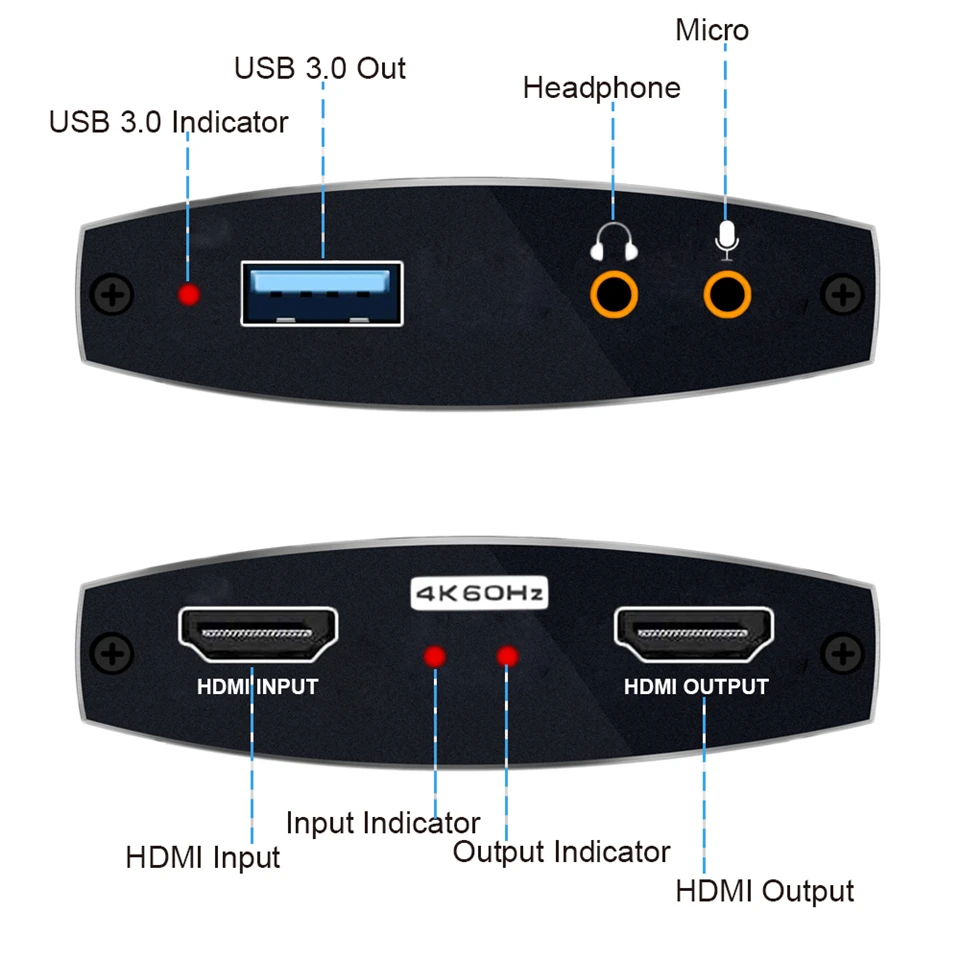 2023 USB3.0 HDMI 4K60Hz Video Capture HDMI to USB Video Capture Card Dongle Game