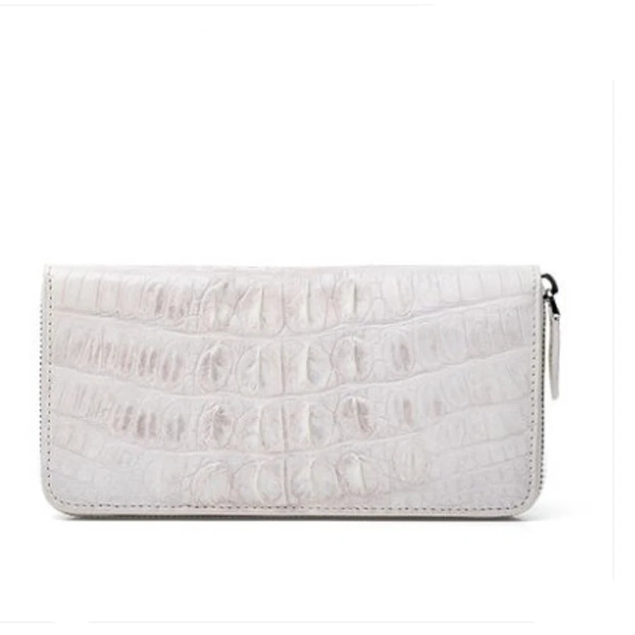 

ouluoer Crocodile leather white purse imported from Thailand ladies long zipper handbag large capacity mobile phone women bag