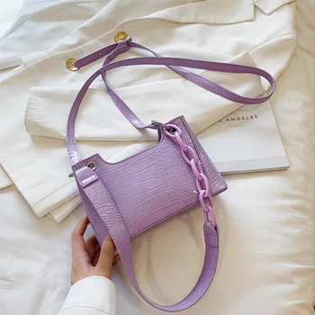 

Fashion Casual Vintage Style Alligator Chain PU Shoulder Shopping Bags Women Leather Crossbody Handbags Simple Cute Girl's Tote