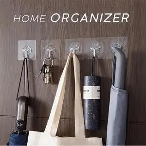 

10Pcs Transparent Wall Hooks Waterproof Oilproof Self Seamless Adhesive Reusable Seamless Hanging For Kitchen Bathroom Hooks