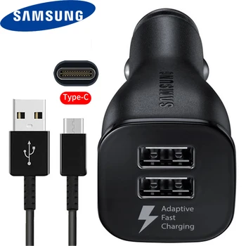 

Samsung Fast Car Charger Original 9V1.67A Dual Car cahrge adapter USB type c cable for Galaxy s8 s9 s10 plus Note 8 9 10 a30 a80