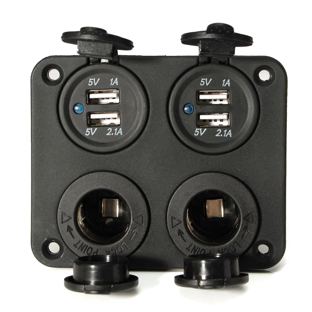 Автомобильный 12-24V двойной USB адаптер зарядное устройство+ прикуриватель розетки с синий светодиодный индикатор