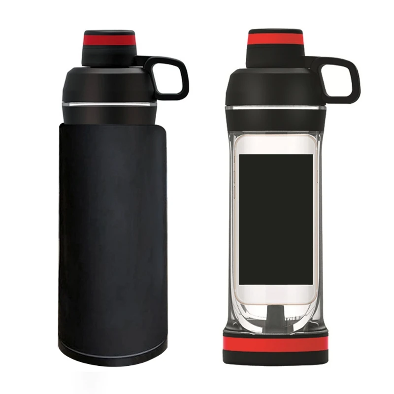 

Portable Creative 400ml Water Bottle with Hiding Phone Pocket Secret Pill Organizer Bottle Sports Fitness Water Cup Drinkware