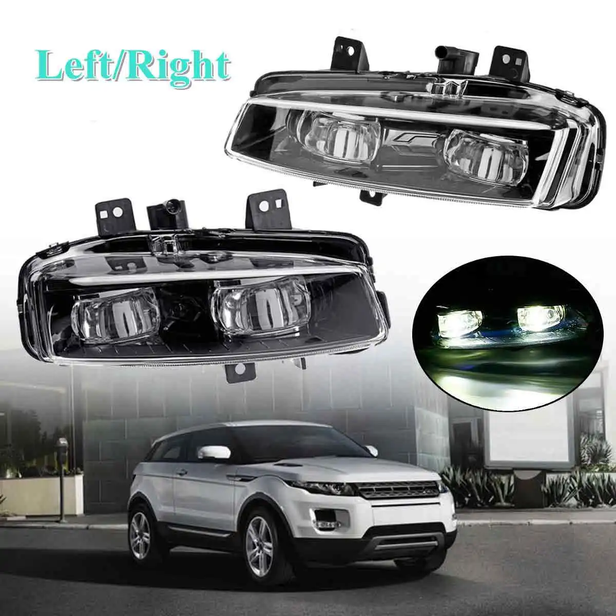12 В левый/правый противотуманный светильник для Range Rover Evoque Dynamic 2011 2012 2013 автомобильный передний бампер противотуманный светильник s лампа - Цвет: Pair black