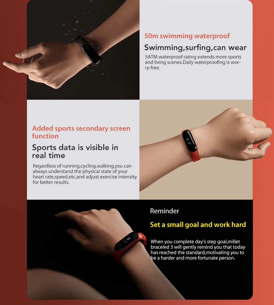 In Stock! Original Xiaomi Mi band 3 Xiomi Heart Rate Monitor Bluetooth 4.2 Xaomi Smart Sport Bracelet OLED Miband 3 Smartband  (6) 