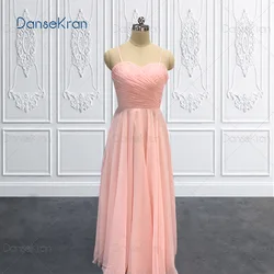 Sweetheart Peach Bridesmaid Dresses 2022 Cheap Pleat Spaghetti Strap A-Line Long Chiffon Evening Dresses for Wedding Guest