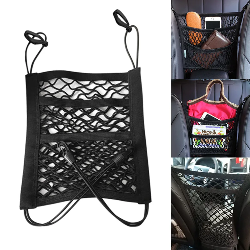 

3-Layer Car Mesh Organizer Seat Back Net Bag Cargo Tissue Holder Storage Netting Pouch YAN88