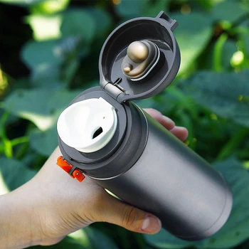 

Lixada 400ml camping sports bottle Titanium Vacuum Insuated Water Bottle Press Button Leakproof Outdoor Sports Bottle