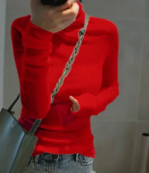 

2020 Worsted ultra-thin high-necked pure color micro-slim slim sweater women's base sweater knit 2020 new one-generation hair