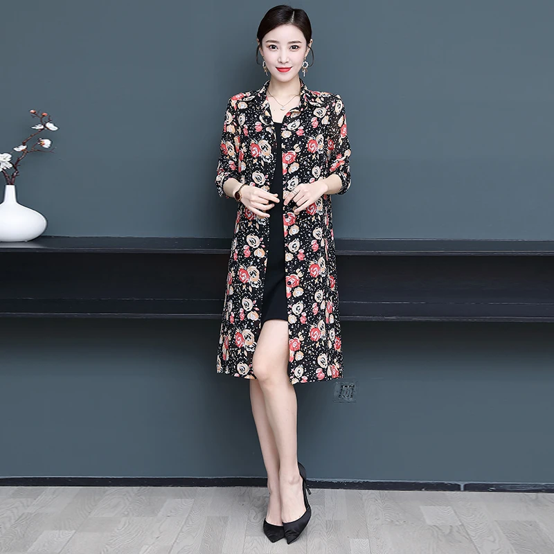 TingYiLi Women Printed Kimono Cardigan Summer Button Up Long Sleeve Boho Shirt Long Floral Chiffon Blouse Top Ladies Plus Size womens shirts and blouses Blouses & Shirts