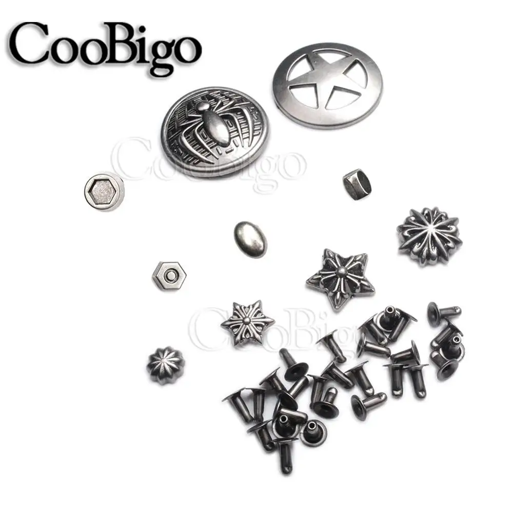 10 Sets Metal Spike Studs Rivets Vintage Riveting Button for Clothing Pants Pets Collar DIY Leather Craft craft supplies jewelry making supplies