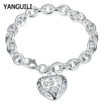 

Classic Lobster Clasp Bracelet Silver 925 Jewelry Hollow Heart Chain Bracelet for Women Men Gift 2020 New